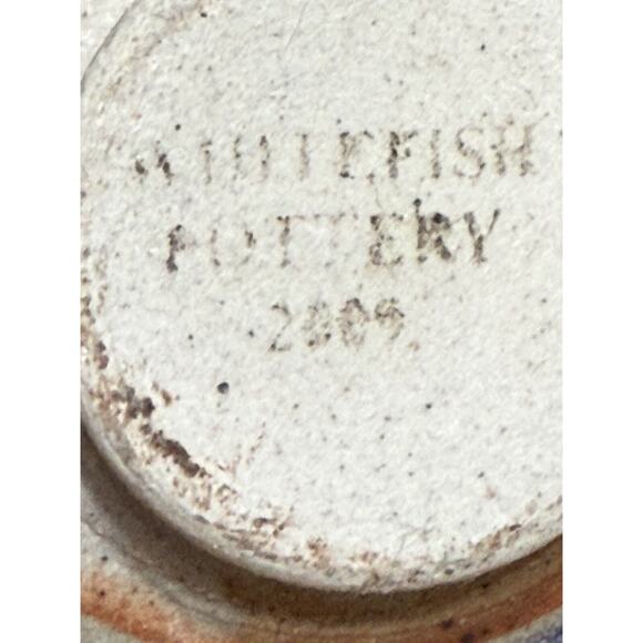 Miniature Whitefish Pottery Vase Ceramic Blue Toothpick Holder & Bowl 2009 - Picture 4 of 4